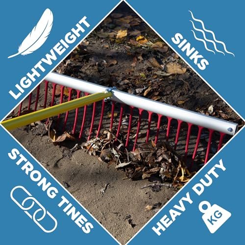Jenlis Weed Raker Heavy Duty Aluminum Maintenance Tool, Lake Aquatic Landscaping Weed Removal Rake for Shoreline or Beach, Light Weight