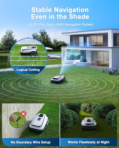 ECOVACS Goat A3000 LiDAR Robot Lawn Mower, Dual-LiDAR Navigation,Suitable for 3/4 Acre, 13” Cutting Width, 45min Fast Charging, Precise Edge Mowing, Smart Lawn Mower for Large Garden