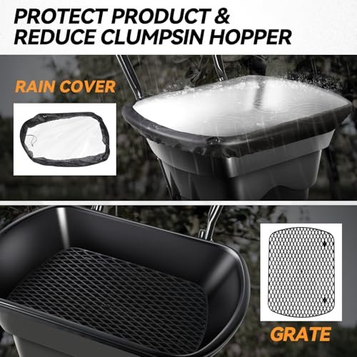 Auto Dynasty Walk-Behind Broadcast Spreader, 80LBS Capacity Fertilizer Seed Spreader for Salt, Ice Melt, Grass Seed, Lawn and Garden Seeder, Black