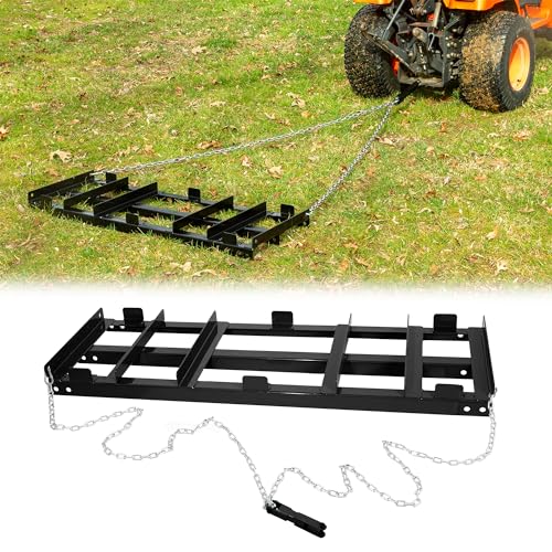 Iron Forge Tools Drag Harrow - Driveway Pull Behind Grader - Lawn Tractor Attachments for Tractor, ATV, UTV, Mower, ATV - 4 Feet Heavy Gauge Welded Steel - Powder Coated - Black