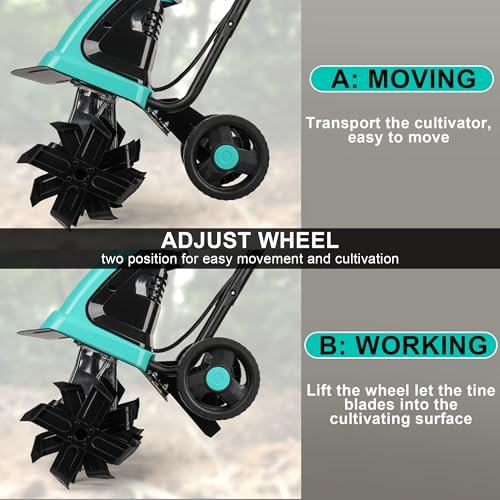 IncwBo Electric Rototiller Garden Tiller 12 Inch Tilling Width 8-Inch Electric Tiller 10.5 Amp Tiller Cultivator for Garden Yard