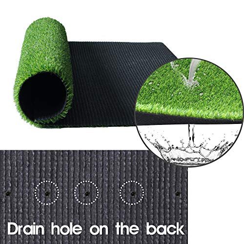 WarmShe 0.7inch Realistic Indoor/Outdoor Artificial Grass/Turf Synthetic Drainage Holes Pet Faux Grass Astro Rug Carpet 4FTX6FT Indoor Outdoor Balcony