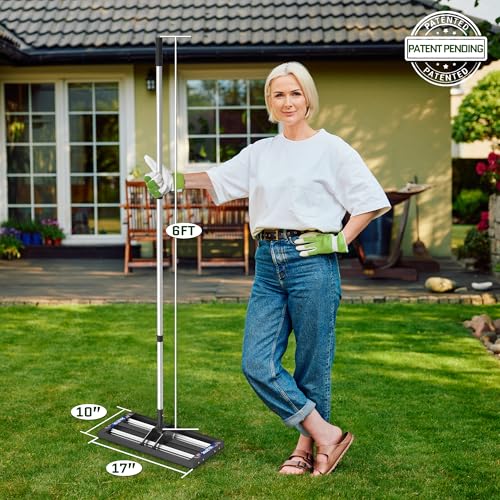 Updated Lawn Leveling Rake with Aluminum Rollers, Stainless Steel 17