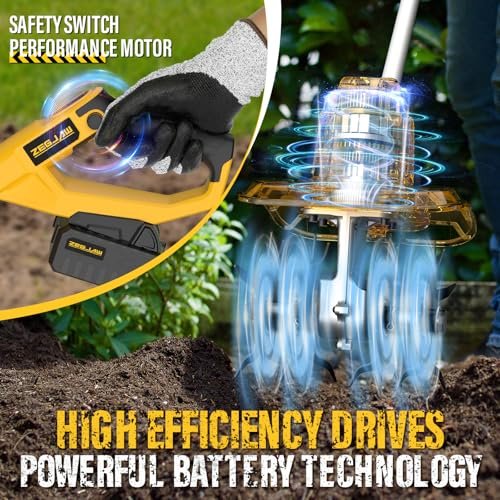 20V Cordless Electric Tiller, 9-Inch Garden Cultivator 360RPM Battery Powered Rototiller Portable Lightweight Efficient Tilling Includes 4.0Ah Battery and Charger