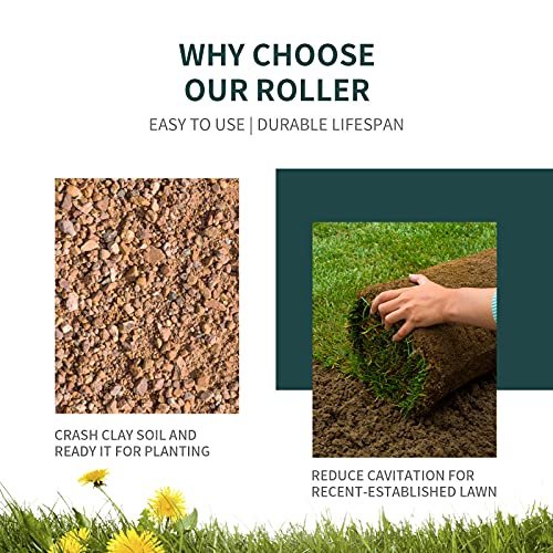IRONMAX Lawn Roller, 24’’ 13 Gallons Pull & Push Steel Yard Roller w/Removable Drain Plug, Lawn Sod Rollers Tow Behind Water/Sand Filled for Garden, Park, Grass, Ball Field