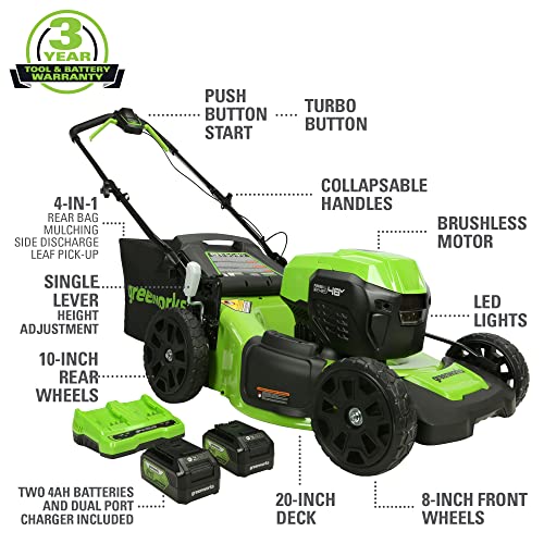 Greenworks 48V (2x24V) Electric Lawn Mower Combo Kit: 20