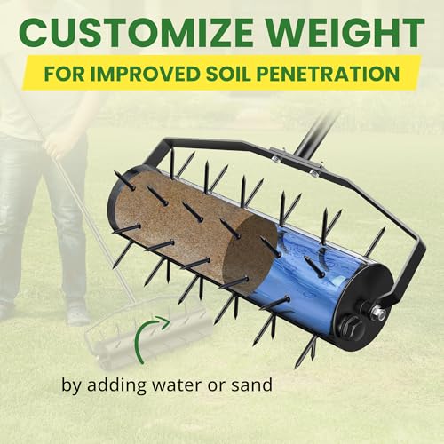 Lxuziud Manual Roller Lawn Aerator,Heavy-Duty Hand Lawn Aerator with Pre-Attached Spike for Yard and Garden,Easy-to-Assemble Lawn Aerator Tool for Compact Soil,Lawn Aerator for Lawn Care (Black)