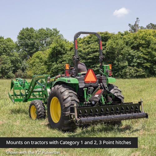 Titan Attachments 60in Soil Yard Pulverizer, Spiked Drum, Category 1 and 2, 3 Point, Quick Hitch Compatible