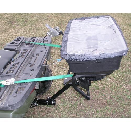 DR Reciever Spreader - ATV Mount Spreaders Broadcast Seed, Fertilizer, or Lime - 125 Pound Capacity - 12 Foot Broadcast Width - 12 Volt Motor - 570 RPM - Included Rain Cover