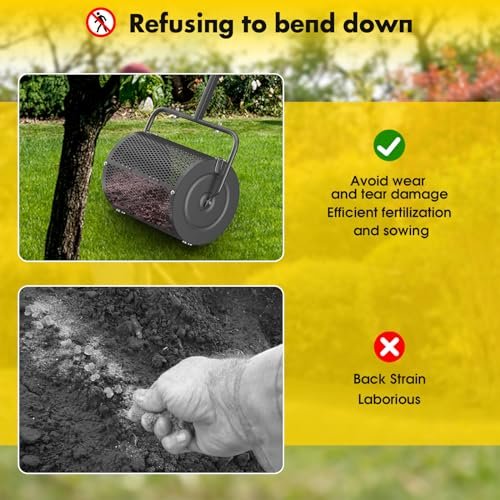 Fayesioal Compost Spreader for Lawn,16.5 Inch Fertilizer Spreader with Adjustable Double Handle Grass Seed Spreader for Planting Seeding Heavy Duty Metal Mesh Grass Seed