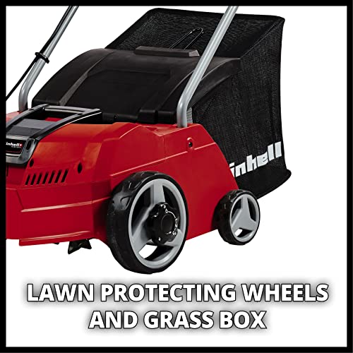 Einhell GC-SA 1231/1 Electric Lawn Scarifier and Aerator - 1200W, 28L Catch Bag, Adjustable Working Depth - Simple to Change Interchangeable Scarifying Rake and Lawn Aerator Rollers