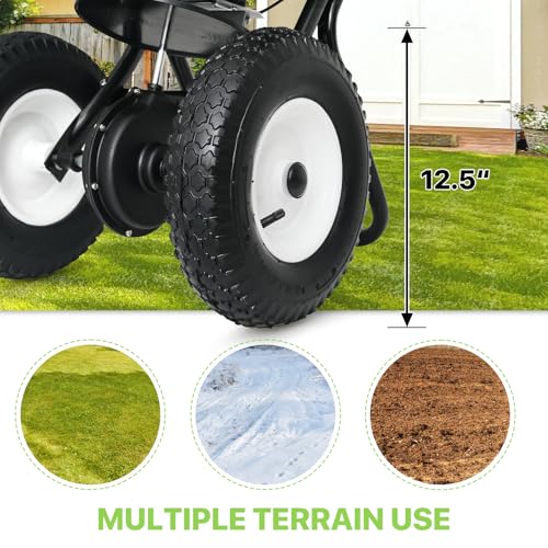 Magshion 80 lb Walk-Behind Broadcast Spreader, Multi-Functional Lawn & Garden Spreader for Fertilizer, Grass Seed, Salt & Ice Melt, Adjustable Even-Spreading for Farm, Residential & Tough Terrain