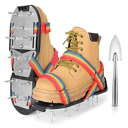 DenForste Lawn Aerator Shoes for Grass - Pre-Assembled Grass Aerator Shoes for Lawn - Soil Yard Aerator Tool for Aerating Patio Garden, Colorful
