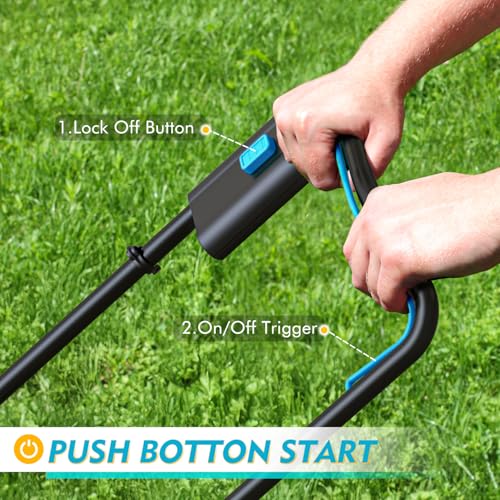16 inch Electric Lawn Mower, 2x20V Cordless Mower, 6-Position Cutting Height Adjustment with 2x4.0Ah Batteries & Dual Charger