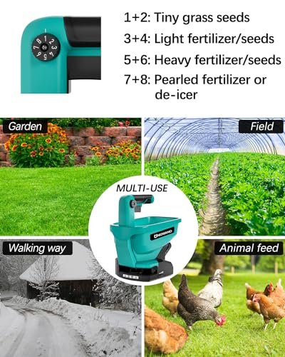 Uniqwamo Grass Seed Spreader Compatible for Ma-kita BL1820B BL1830B BL1840 18v Li-ion Battery, Handheld Power Spreader, Available Year-Round, Seed Spreaders for Lawns, Rock Salt (Battery not Included)