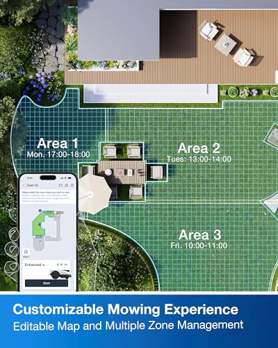 ECOVACS Goat O1000 RTK Robot Lawn Mower, Perimeter Wire Free Vision Robotic Lawnmower for 1/4 Acres Lawn, Automated Mapping, APP Control, 3D Obstacle Avoidance, Zero-Edge Cutting