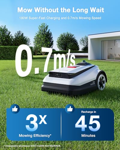 ECOVACS Goat A3000 LiDAR Robot Lawn Mower, Dual-LiDAR Navigation,Suitable for 3/4 Acre, 13” Cutting Width, 45min Fast Charging, Precise Edge Mowing, Smart Lawn Mower for Large Garden
