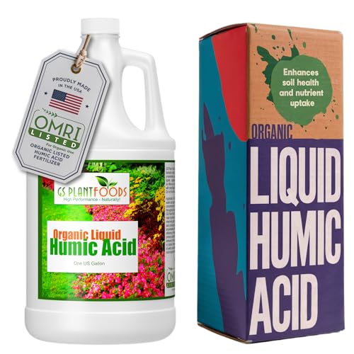 GS Plant Foods Organic Liquid Humic Acid with Fulvic - Concentrate Fertilizer for Enhanced Nutrient Uptake and Soil Conditioning - 1 Gallon - best humic acid for lawns