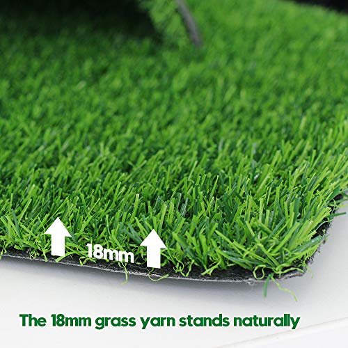 WarmShe 0.7inch Realistic Indoor/Outdoor Artificial Grass/Turf Synthetic Drainage Holes Pet Faux Grass Astro Rug Carpet 4FTX6FT Indoor Outdoor Balcony