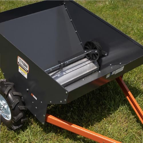 Titan Attachments Compact Manure Spreader, Rated 8.7 Cu. FT, Utility Tow-Behind ATV/UTV Lawn Tractor Spreader