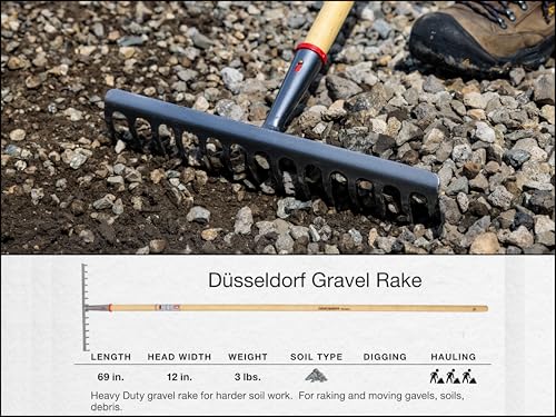 IDEALSPATEN - Made in Germany Since 1899 - Düsseldorf Gravel Rake - Landscape Tool Gravel Rake Rocks Debris, Ash Handle, 4lb - 69in (Düsseldorf)#IS430