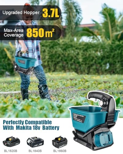 Adisipsoarin Salt Spreader for Makita 18v Battery,Handheld Fertilizer Spreader for Lawns,Available Year-Round,Grass Seeds,Fertilizer,Rock Salt and Ice Melt(Battery Not Included)