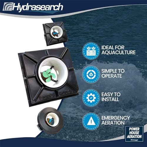Power House Aeration F1000DP | Energy Efficient 1HP Dual Propeller Surface Aerator, 115V, Power Cord with Float | Hydrasearch (power cord, 150 ft)