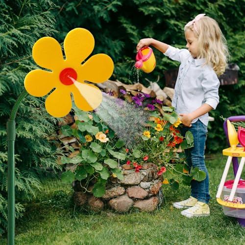 CUTENNIOU Crazy Daisy Sprinkler Crazy Dancing Flower Water Sprinkler Funny Sun Flower Dancing Daisy Lawn Sprinkler for Yard Watering Dogs Kids Playing Red Yellow Garden Sprinklers - Yellow