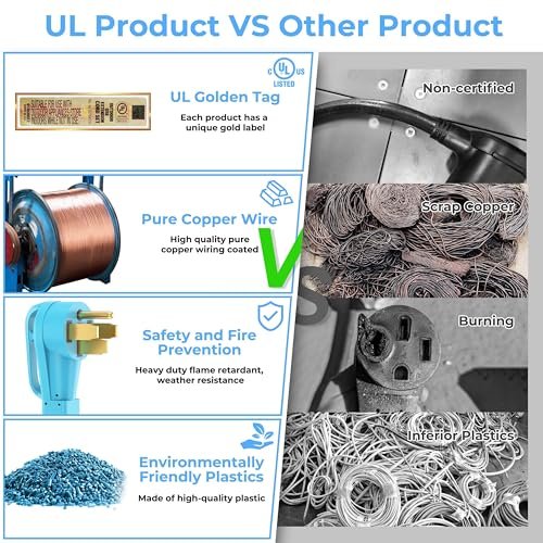 CircleCord UL Listed 50 Amp 50 Feet RV/Generator Cord with Locking Connector, Heavy Duty 6/3+8/1 Gauge STW Wire, 14-50P Male and SS2-50R Twist Locking Female for RV Camper and Generator to House