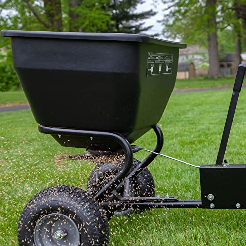 Brinly BS36BH-A Tow Behind Broadcast Spreader with Universal Hitch, 175 lb., Matte Black