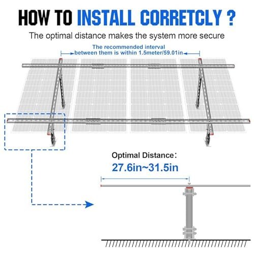 ECO-WORTHY Adjustable Multi-Pieces Solar Panel Mounting Brackets Kit System for 1-4pcs Solar Panels Solar Ground Mount