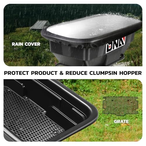 DNA MOTORING Tow Behind Broadcast Spreader, 125 LB / 60L Capacity, Multi Use Tool for Fertilizer, Grass Seed, Salt, Ice Melt, Lawn and Garden Seeder, with Wheels, with Wheels, TOOLS-00612