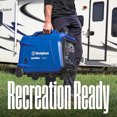 Westinghouse 4000 Peak Watt Super Quiet Dual Fuel Portable Inverter Generator, Wheel & Handle Kit, Gas & Propane Powered, RV Ready, CO Sensor, Parallel Capable