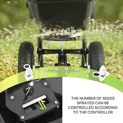 Magshion 80 lb Walk-Behind Broadcast Spreader, Multi-Functional Lawn & Garden Spreader for Fertilizer, Grass Seed, Salt & Ice Melt, Adjustable Even-Spreading for Farm, Residential & Tough Terrain
