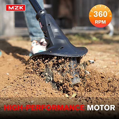 MZK 20V Cordless Tiller Cultivator with 24 Steel Tines,7.8-inch Wide Battery Powered Garden Cultivator, Mini Tiller for Gardening(2 * 2AH Battery and Charger Included)