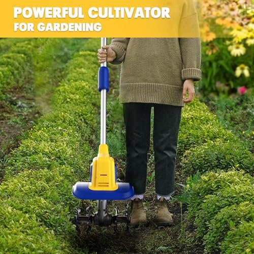 Cordless Tiller Cultivator Compatible with Dewalt 20V Battery(Tool Only), Electric Garden Tiller w/270 RPM, 48 Steel Tines, 8.7