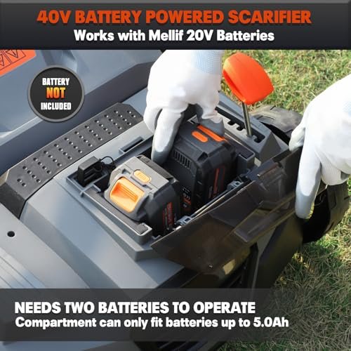 Cordless 15IN 2-in-1 Scarifier & Dethatcher Compatible with Dewalt 20v Battery (Tool Only), 12 Gal Collection Bag, Air Boost Technology, Quick Fold & 3 Adjustable Position, Walk-Behind for Lawn Care
