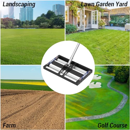 Updated Lawn Leveling Rake with Aluminum Rollers, Stainless Steel 17
