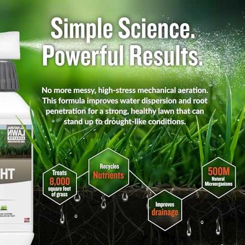 Turf Titan Thatch Buster All-Natural Lawn Aerator & Grass Dethatcher - Liquid Soil Loosener & Conditioner for Green Grass (1 Gallon), Healthy Soil in 45 Days - Enhance 1,000 Sq Ft with 4 oz