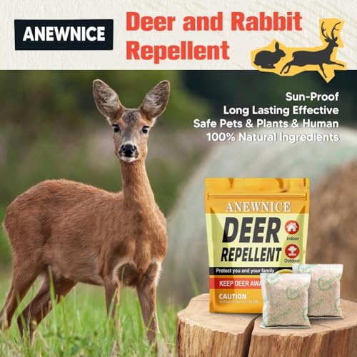 Deer Repellent, Rabbit Repellent Outdoor, Deer Deterrent for Garden, Ready-to-Use Deter Pests from Lawn,Keep Rabbits Out of Backyard-8 Packs