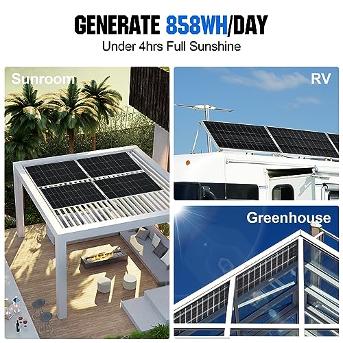 ECO-WORTHY 400W Bifacial Solar Panel 2pcs 195 Watt 12 Volt Monocrystalline Solar Panel Module Off Grid PV Power for Home, Camping, Boat, Shed Farm, RV