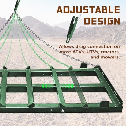 Montex Drag Harrow, 4 Ft Heavy Duty Driveway Drag, Driveway Grader, Drag Harrow Driveway Grader for ATV, UTV, Tractor, Mower, Tow Behind Lawn Rake for Gravel, 4ft