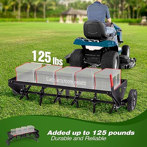 Suchtale 40-Inch Tow Behind Plug Aerator with Universal Hitch, Tow Plug Aerator with Extra-Wide Tow Bar, Durable Lawn Aerator Soil Penetrator Tractor with 24 Coring Plugs for Lawn, Farm and Garden