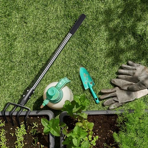BARAYSTUS Long Hand Cultivator, Carbon Steel & Stainless Steel Tiller Cultivator, Garden Cultivator with Telescopic Handle and Soft Handle Cover, Hand Tiller for Digging Loosening Weeding