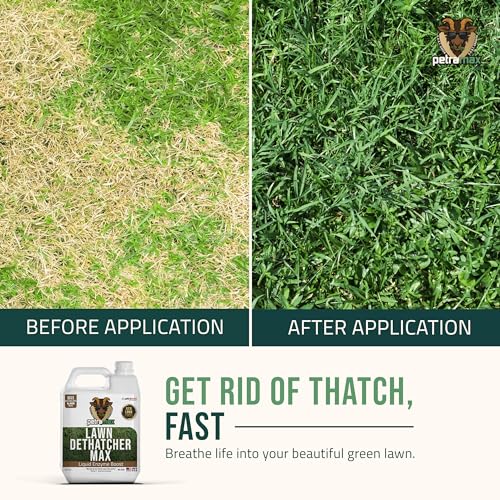 PetraTools Liquid Dethatcher, Lawn Dethatcher & Aerator, Grass Dethatcher & Thatch Rake Alternative, Thatch Remover, Liquid Thatch Remover, Lawn Dethatch Product, Lawn Dethatching Solutions (32 Oz)