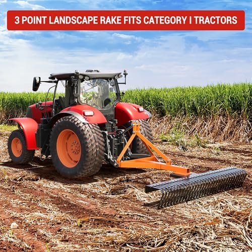 GarveeTech 5 Ft Landscape Rock Rake, 3 Point Tractor Rake with 2