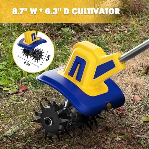 Cordless Tiller Cultivator Compatible with Dewalt 20V Battery(Tool Only), Electric Garden Tiller w/270 RPM, 48 Steel Tines, 8.7