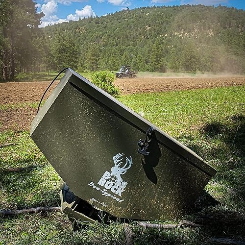 Boss Buck ATV Seeder/Spreader w/Wireless Control & Adjustable Flow, 80 lb Capacity - Lawn, Garden & Farming Equipment w/ 2-inch Receiver Hitch, Spreads Feed, Seed, Salt & Fertilizer