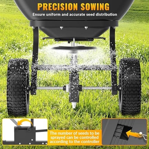 Tow Behind Broadcast Spreader, 200 LB Capacity,Fertilizer Spreader Holds up to 550 lbs with 13