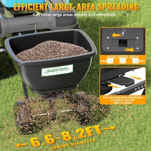 Tow Behind Broadcast Spreader, 200 LB Capacity,Fertilizer Spreader Holds up to 550 lbs with 13